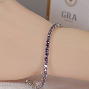GRA Certified Deep Purple Moissanite 5.5ct Tennis Bracelet 925 Sterling 7"